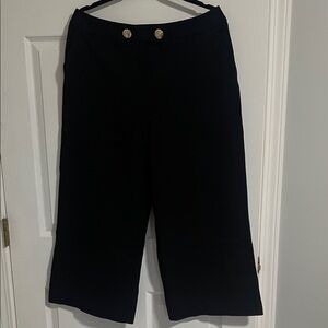 Laura black cropped wide leg pants